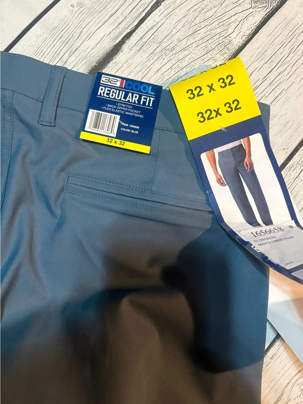 NWT 32 Degrees Cool Mens Regular Fit Stretch Pants 32x32 Blue Chino Tech